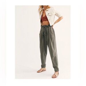 FREE PEOPLE olive Margate pleated trouser pants Small